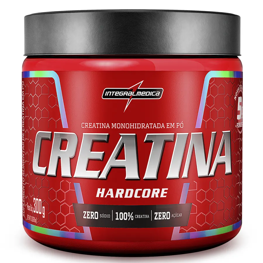 Pote da Creatina 100% Pura Hardcore Integralmedica de 300 g