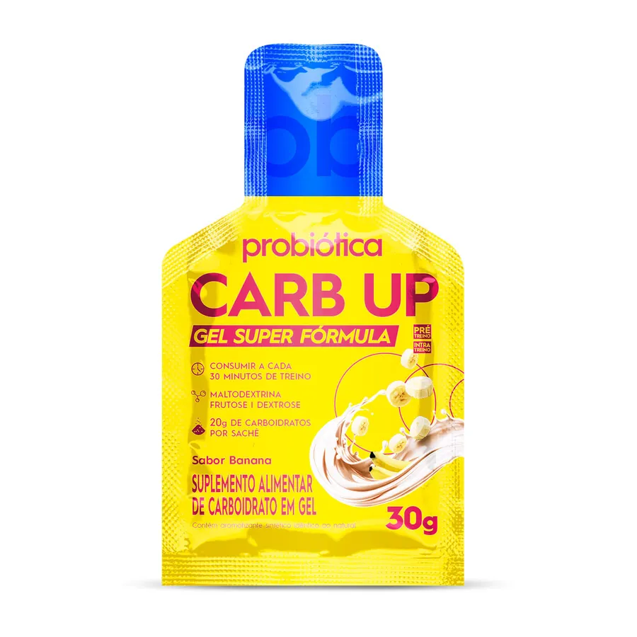Sachê do gel de carboidrato Probiótica Carb Up Gel Super Fórmula sabor banana