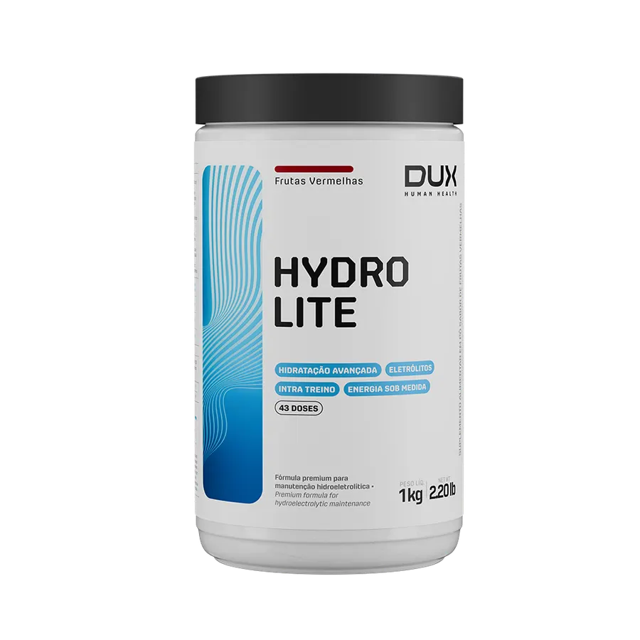 Pote de 1 kg do isotônico em pó Dux Hydrolite sabor frutas vermelhas