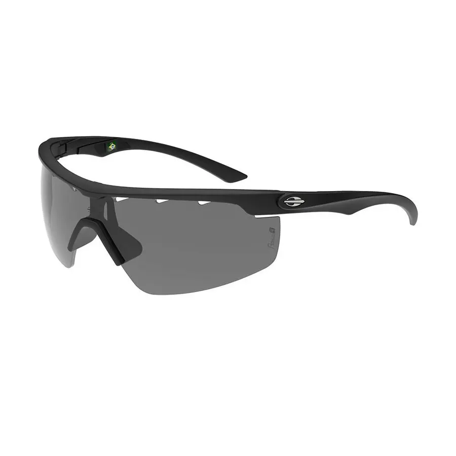 Óculos de corrida Mormaii Athlon 4 preto com lente cinza e recortes de ventilação